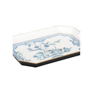 Chelsea House Bagatelle Hand-Painted Blue-And-White Tray Ii — Porcelain-Inspired Metal Serving & Decorative Accent 370205