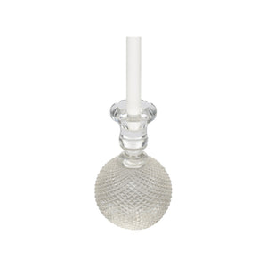 Chelsea House Glass Clear Round Candleholder With Fluted Cup, 8" Tall Sturdy Base For Tapers Or Slim Pillars, Elegant Centerpiece Glow 370206