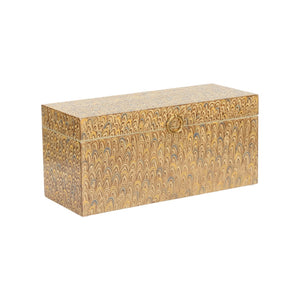 Chelsea House Tanzin Hand-Painted Brown Marble Jewelry Box With Gold Hardware — Rectangular Hinged Keepsake Chest 370224