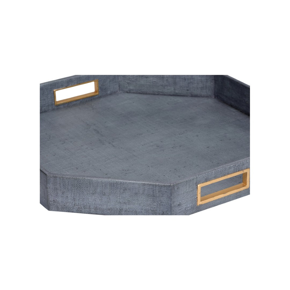 Chelsea House Royal Oak Tray By Jamie Merida — Large 22" Blue With Gold Leaf Finish, Durable Elegant Serving Centerpiece 370245