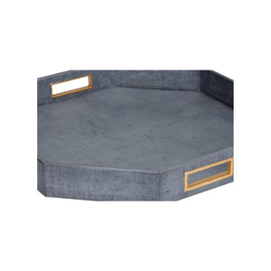 Chelsea House Royal Oak Tray By Jamie Merida — Large 22" Blue With Gold Leaf Finish, Durable Elegant Serving Centerpiece 370245