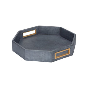 Chelsea House Royal Oak Tray Small By Jamie Merida — Blue & Gold-Leaf Round Serving Tray, Sturdy Stylish Accent 370246