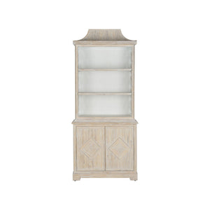 Chelsea House Lyford Chinoiserie Bookcase — Whitewashed Bamboo Finish, Adjustable Shelves, Coastal Airy Display Piece 370247