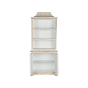 Chelsea House Lyford Chinoiserie Bookcase — Whitewashed Bamboo Finish, Adjustable Shelves, Coastal Airy Display Piece 370247
