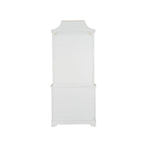 Chelsea House Lyford Chinoiserie Bookcase — Whitewashed Bamboo Finish, Adjustable Shelves, Coastal Airy Display Piece 370247