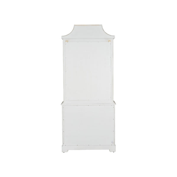 Chelsea House Lyford Chinoiserie Bookcase — Whitewashed Bamboo Finish, Adjustable Shelves, Coastal Airy Display Piece 370247