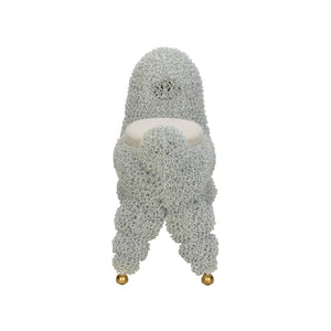 Chelsea House Ooh Sculptural Poodle Stool With Cream Muslin Seat, White Wire Frame & Brushed Gold Accents — Stylish Accent Piece For Living Rooms, Nurseries, And Bedrooms 370252