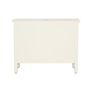 Chelsea House Zara Handcrafted Teak Chest With White Floral Inlay — Statement Storage Accent 34"H X 43"W For Home DéCor 370257