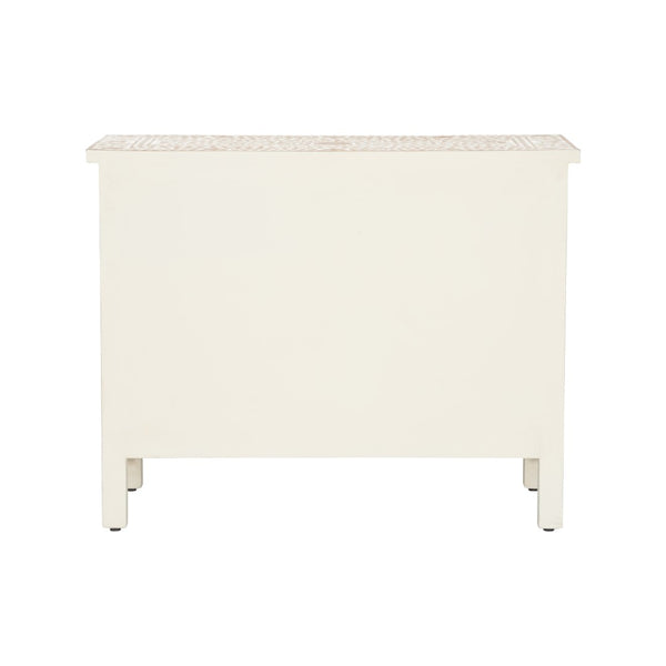 Chelsea House Zara Handcrafted Teak Chest With White Floral Inlay — Statement Storage Accent 34"H X 43"W For Home DéCor 370257