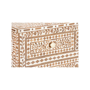 Chelsea House Zara Handcrafted Teak Chest With White Floral Inlay — Statement Storage Accent 34"H X 43"W For Home DéCor 370257