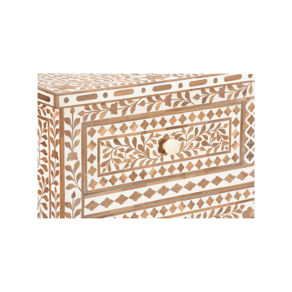 Chelsea House Zara Handcrafted Teak Chest With White Floral Inlay — Statement Storage Accent 34"H X 43"W For Home DéCor 370257