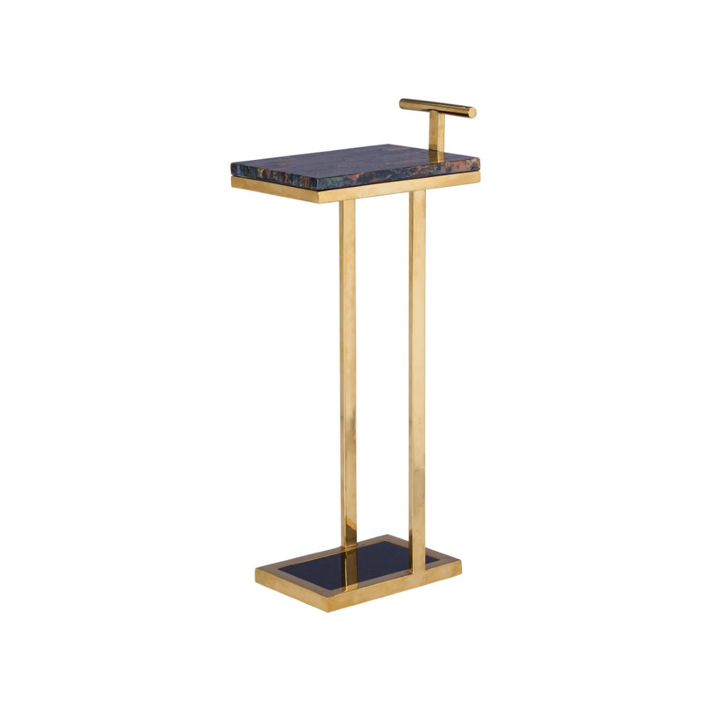Chelsea House Maya Gold Pyrite Side Table — Polished Brass Frame, Sculptural Narrow Accent Table For Small Spaces 370260