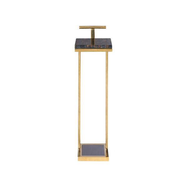 Chelsea House Maya Gold Pyrite Side Table — Polished Brass Frame, Sculptural Narrow Accent Table For Small Spaces 370260