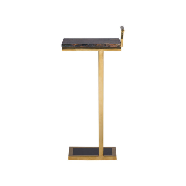 Chelsea House Maya Gold Pyrite Side Table — Polished Brass Frame, Sculptural Narrow Accent Table For Small Spaces 370260