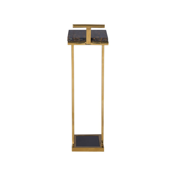 Chelsea House Maya Gold Pyrite Side Table — Polished Brass Frame, Sculptural Narrow Accent Table For Small Spaces 370260