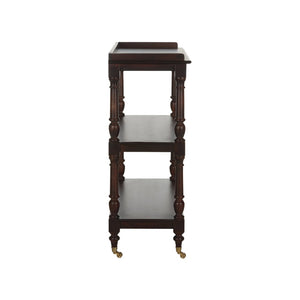 Chelsea House Butlers Mango Wood Trolley With Brass Casters — 3 Open Shelves, Warm Mahogany Finish For Stylish Serving 370266