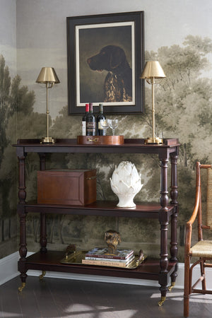 Chelsea House Butlers Mango Wood Trolley With Brass Casters — 3 Open Shelves, Warm Mahogany Finish For Stylish Serving 370266