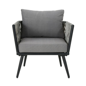 English Elm Oceanus Outdoor Club Chair Aluminum Frame Wicker Weave Mid-century Patio Lounge Seat 62734.00DGRY