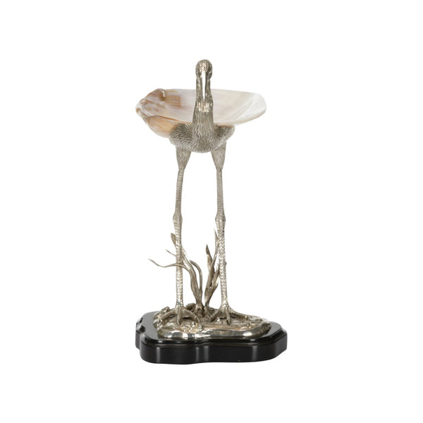 Chelsea House Coastal Silver-Plated Bird Figurine With Kabibi Shell Tray & Penshell Base — Elegant Beach DéCor Accent 370272