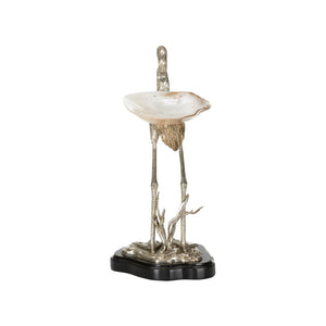 Chelsea House Coastal Silver-Plated Bird Figurine With Kabibi Shell Tray & Penshell Base — Elegant Beach DéCor Accent 370272