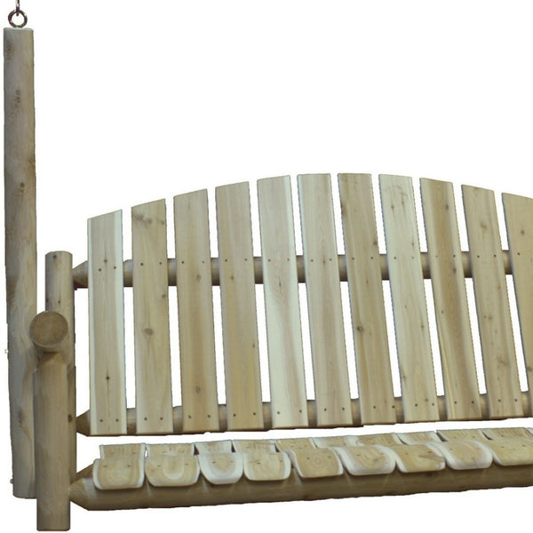 HomeRoots 71" Natural Solid Wood Swing Chair - Sturdy Cedar Design for Patios, Decks & Gardens, 600 lbs Capacity 370272