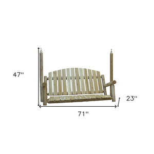 HomeRoots 71" Natural Solid Wood Swing Chair - Sturdy Cedar Design for Patios, Decks & Gardens, 600 lbs Capacity 370272