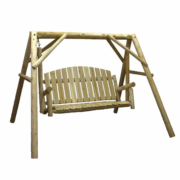 Homeroots 87" Natural Solid Wood Swing Chair  Solid Wood 370273