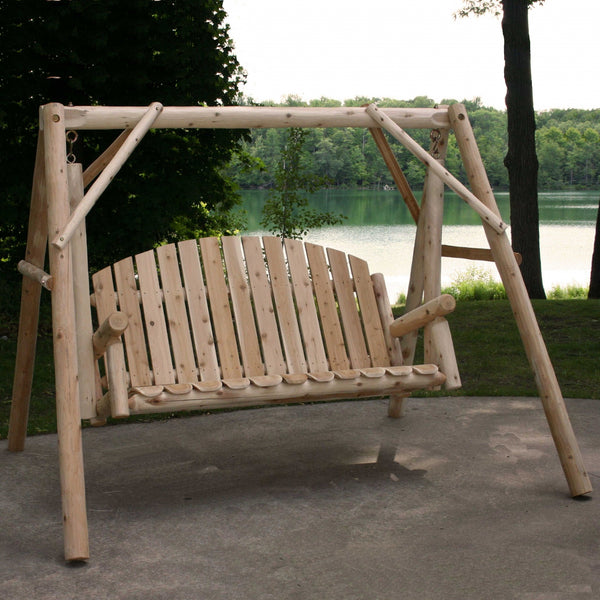 Homeroots 87" Natural Solid Wood Swing Chair  Solid Wood 370273