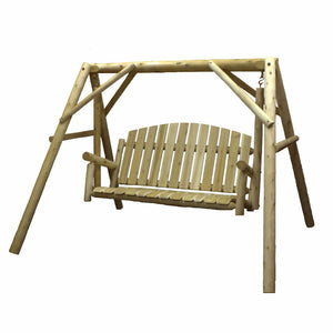 Homeroots 87" Natural Solid Wood Swing Chair  Solid Wood 370273