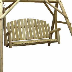 Homeroots 87" Natural Solid Wood Swing Chair  Solid Wood 370273