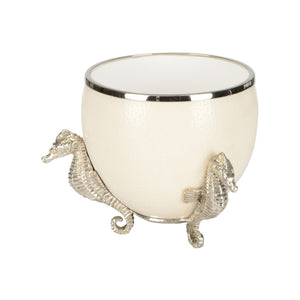Chelsea House The Charmer Silver‑Plated Seahorse Ostrich Egg Sculpture — Coastal Luxe Accent For Mantels & Vignettes 370274