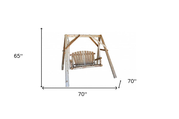 HomeRoots 70" Natural Swing Chair - Elegant Northern White Cedar Design for Cozy Outdoor Relaxation & Style 370274