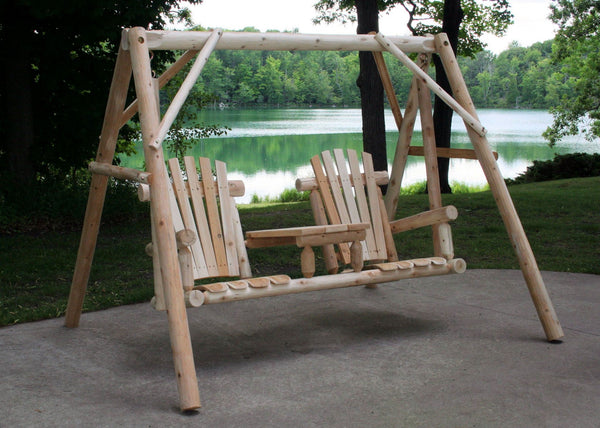 Homeroots 87" Natural Solid Wood Swing Chair  Solid Wood 370275