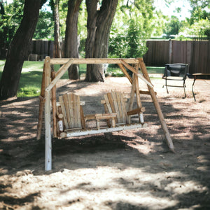 Homeroots 87" Natural Solid Wood Swing Chair  Solid Wood 370275