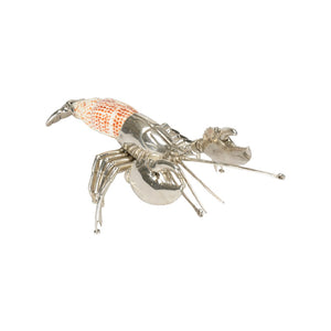 Chelsea House Spathe Silver-Plated Langostino Sculpture With Natural Jade Turbo Shell — Coastal Accent, 11" Width 370276
