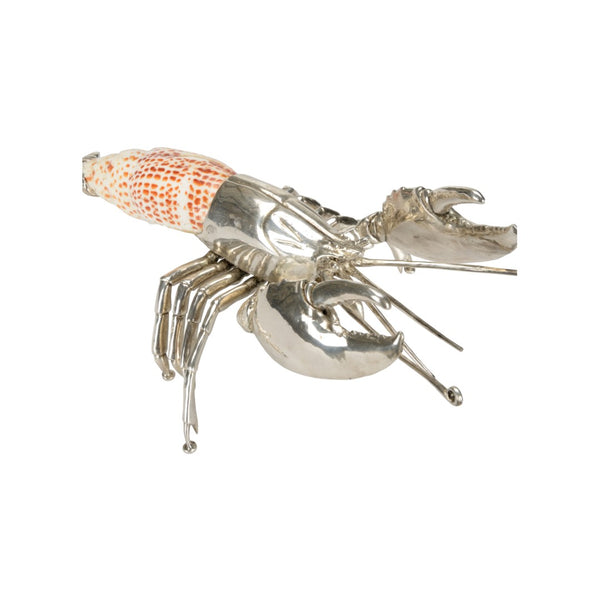 Chelsea House Spathe Silver-Plated Langostino Sculpture With Natural Jade Turbo Shell — Coastal Accent, 11" Width 370276