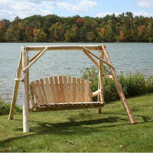 HomeRoots 87" Natural Solid Wood Swing Chair - Cozy Cedar Porch Swing for Relaxation & Outdoor Comfort 370276