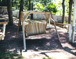 HomeRoots 87" Natural Solid Wood Swing Chair - Cozy Cedar Porch Swing for Relaxation & Outdoor Comfort 370276