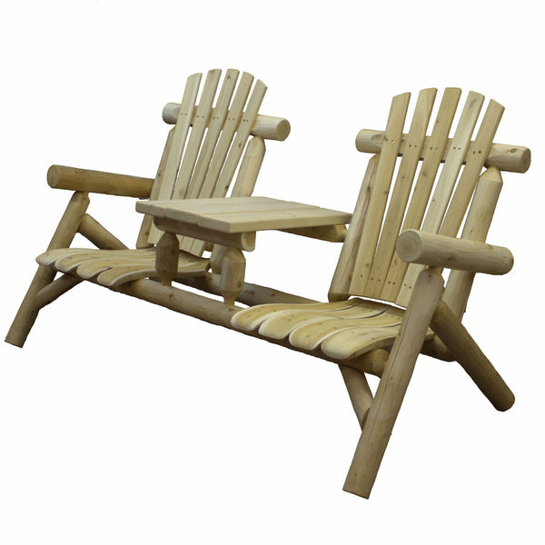 Homeroots 66" Natural Solid Wood Adirondack Chair  Solid Wood 370277