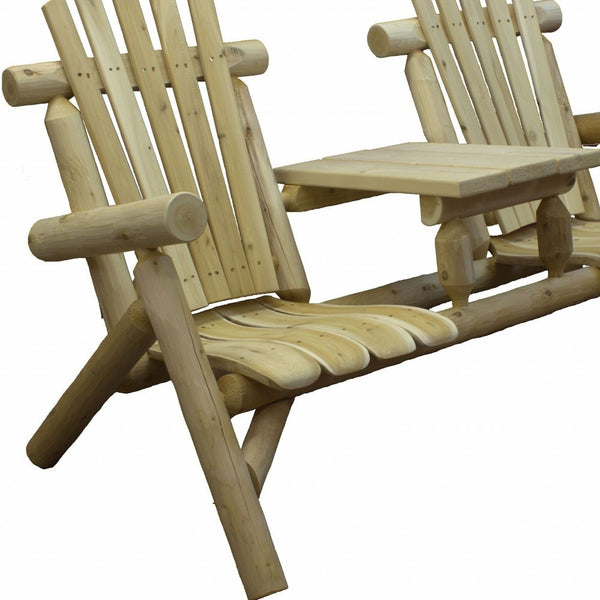 Homeroots 66" Natural Solid Wood Adirondack Chair  Solid Wood 370277
