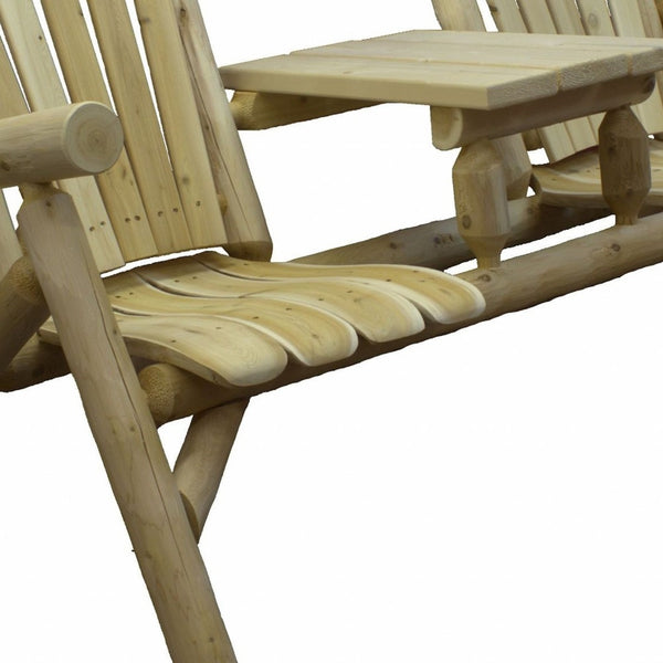 Homeroots 66" Natural Solid Wood Adirondack Chair  Solid Wood 370277