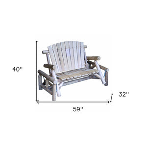 HomeRoots 59" Natural Solid Wood Adirondack Chair - Oversized Comfort, Rustic Style, Ideal for Outdoor Relaxation 370278