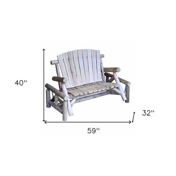 HomeRoots 59" Natural Solid Wood Adirondack Chair - Oversized Comfort, Rustic Style, Ideal for Outdoor Relaxation 370278