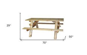 Homeroots 70" Natural Solid Wood Outdoor Picnic Table  Wood 370279