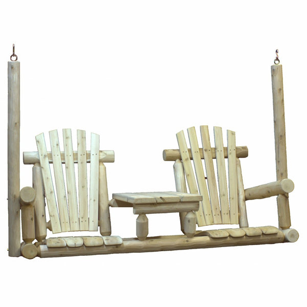 HomeRoots 71" Elegant Natural Wood Tete-A-Tete Porch Swing - Rustic Outdoor Seating for Cozy Conversations 370281