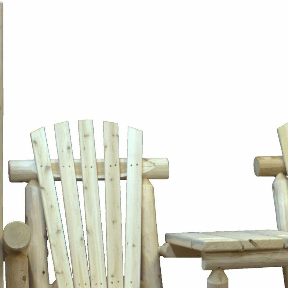 HomeRoots 71" Elegant Natural Wood Tete-A-Tete Porch Swing - Rustic Outdoor Seating for Cozy Conversations 370281