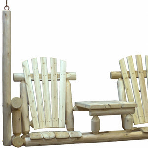 HomeRoots 71" Elegant Natural Wood Tete-A-Tete Porch Swing - Rustic Outdoor Seating for Cozy Conversations 370281