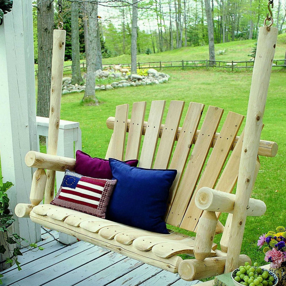 Homeroots 48" X 24" X 48"  Natural Wood Porch Swing  Wood 370282