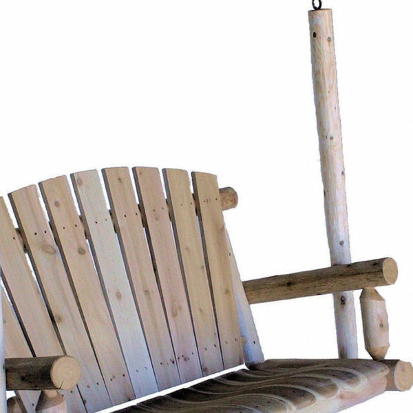 HomeRoots 48" Natural Wood Porch Swing – Rustic Cedar Design for Comfortable Outdoor Relaxation & Charm 370282