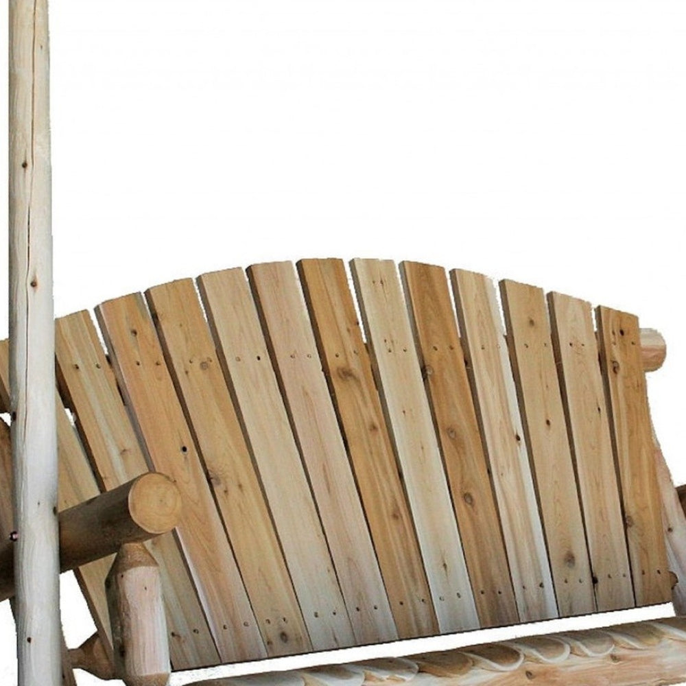 HomeRoots 71" Rustic Natural Wood Porch Swing - Durable Northern Cedar, Cozy Seating for Outdoor Relaxation 370283